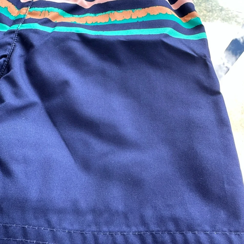 Cat & Jack Striped Swim Trunks in Navy Blue/Green/Peach - Size 2T